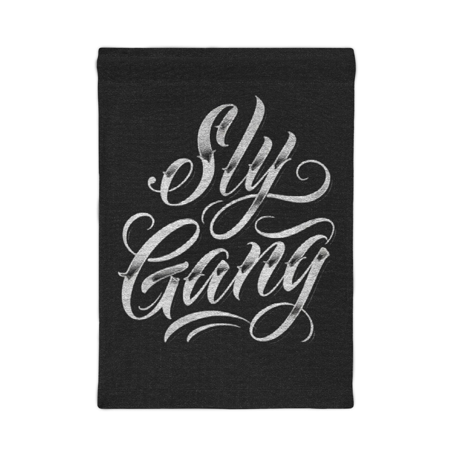 Woven Wall Tapestry — 'Sly Gang' Script Wall Hanging, Black & White Boho Décor for Living Room, Bedroom, Gift