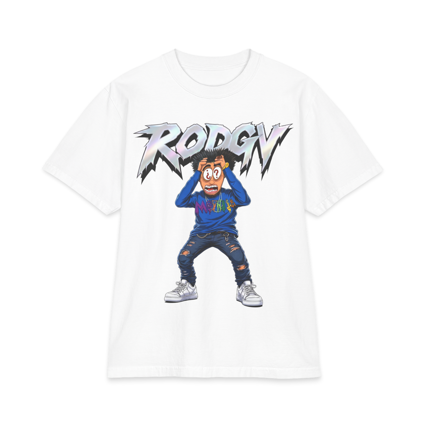 RODGV Madness Cartoon Graphic T‑Shirt — Streetwear Tee with Bold Logo