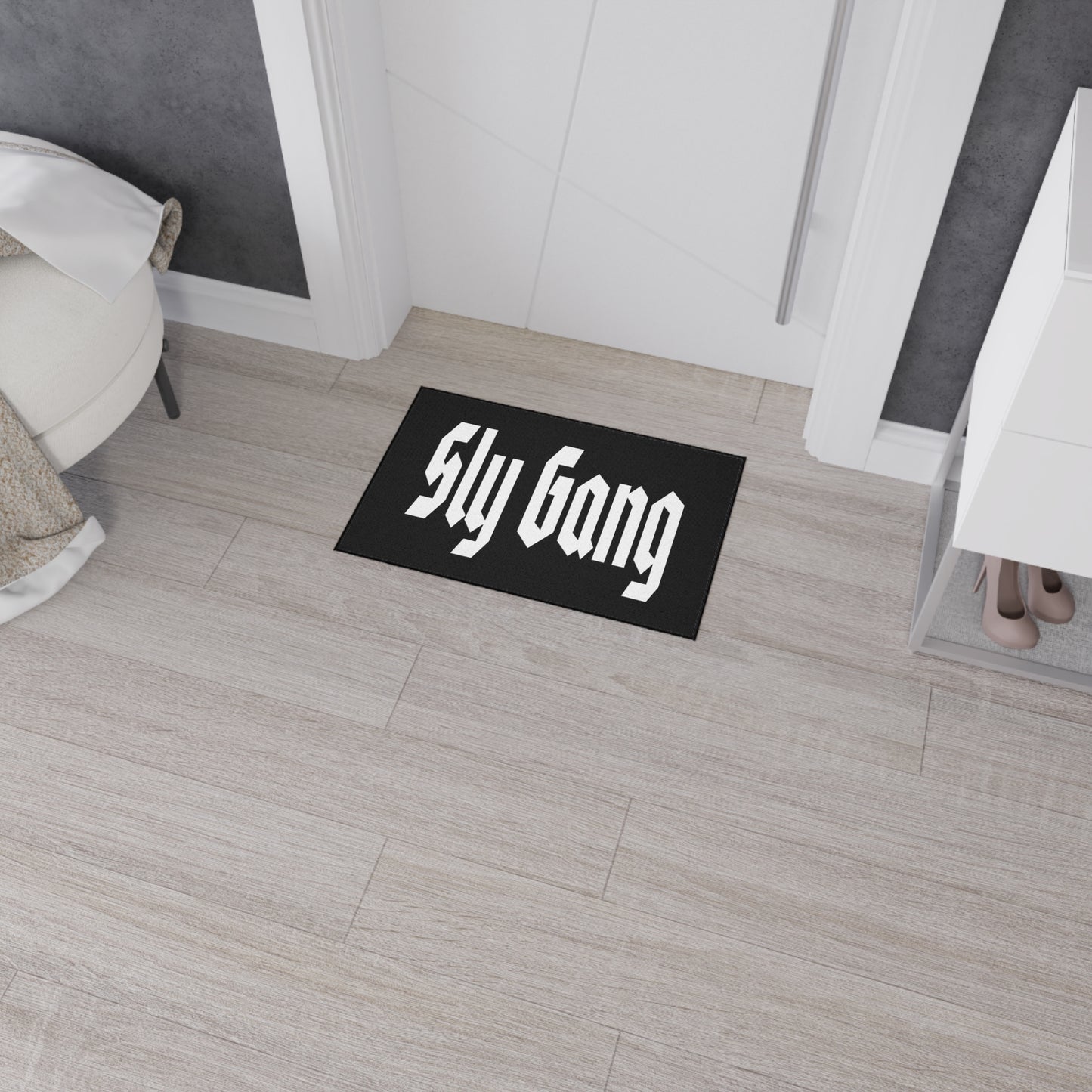 Sly Gang Heavy-Duty Floor Mat — Black Entry/Doormat with Gothic Logo
