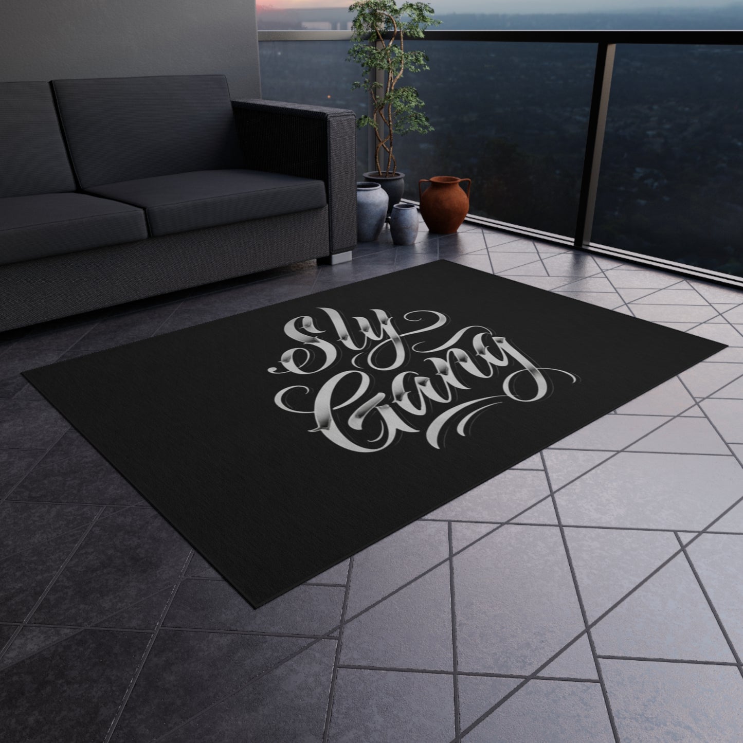 Sly Gang Outdoor Rug — Black Script Doormat