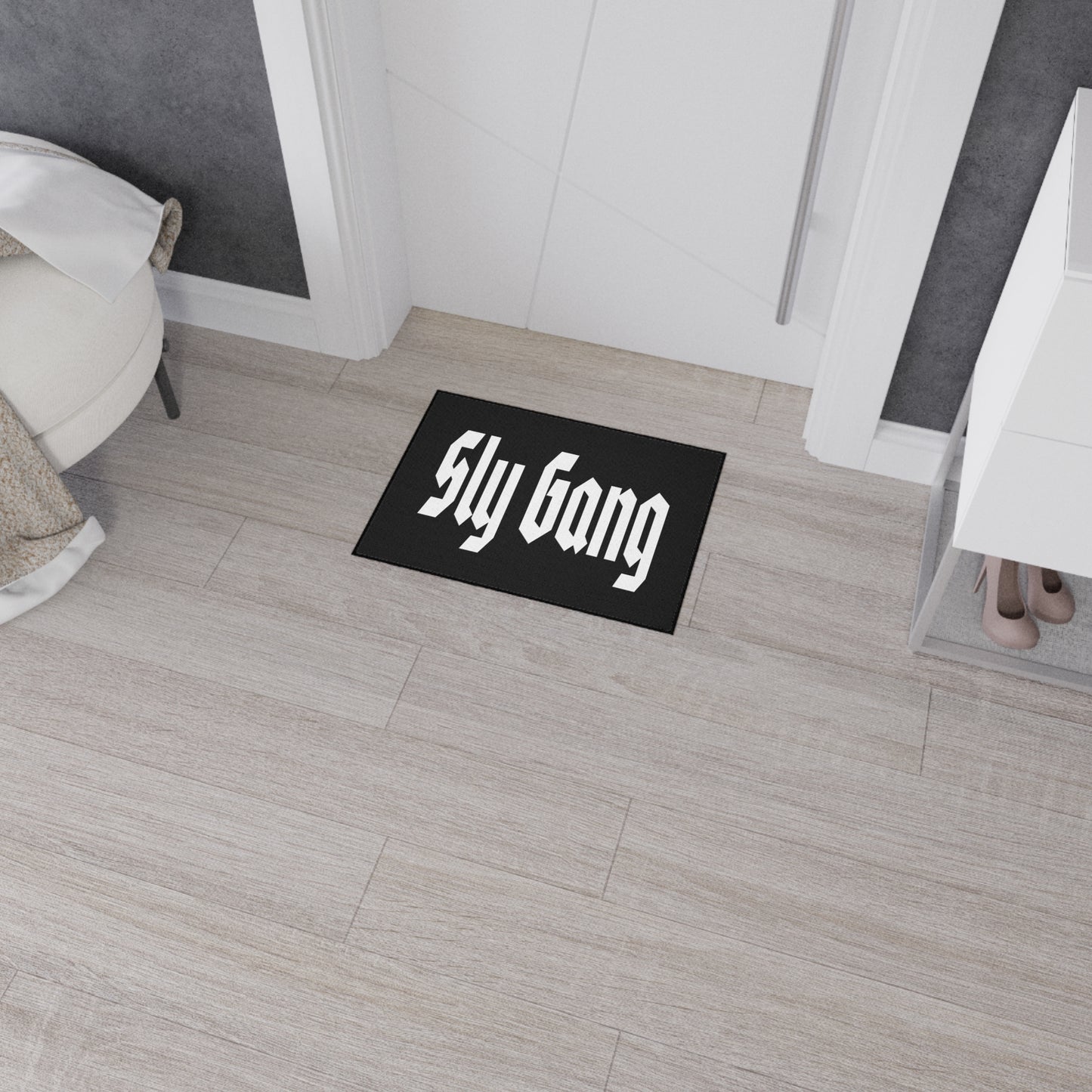Sly Gang Heavy-Duty Floor Mat — Black Entry/Doormat with Gothic Logo