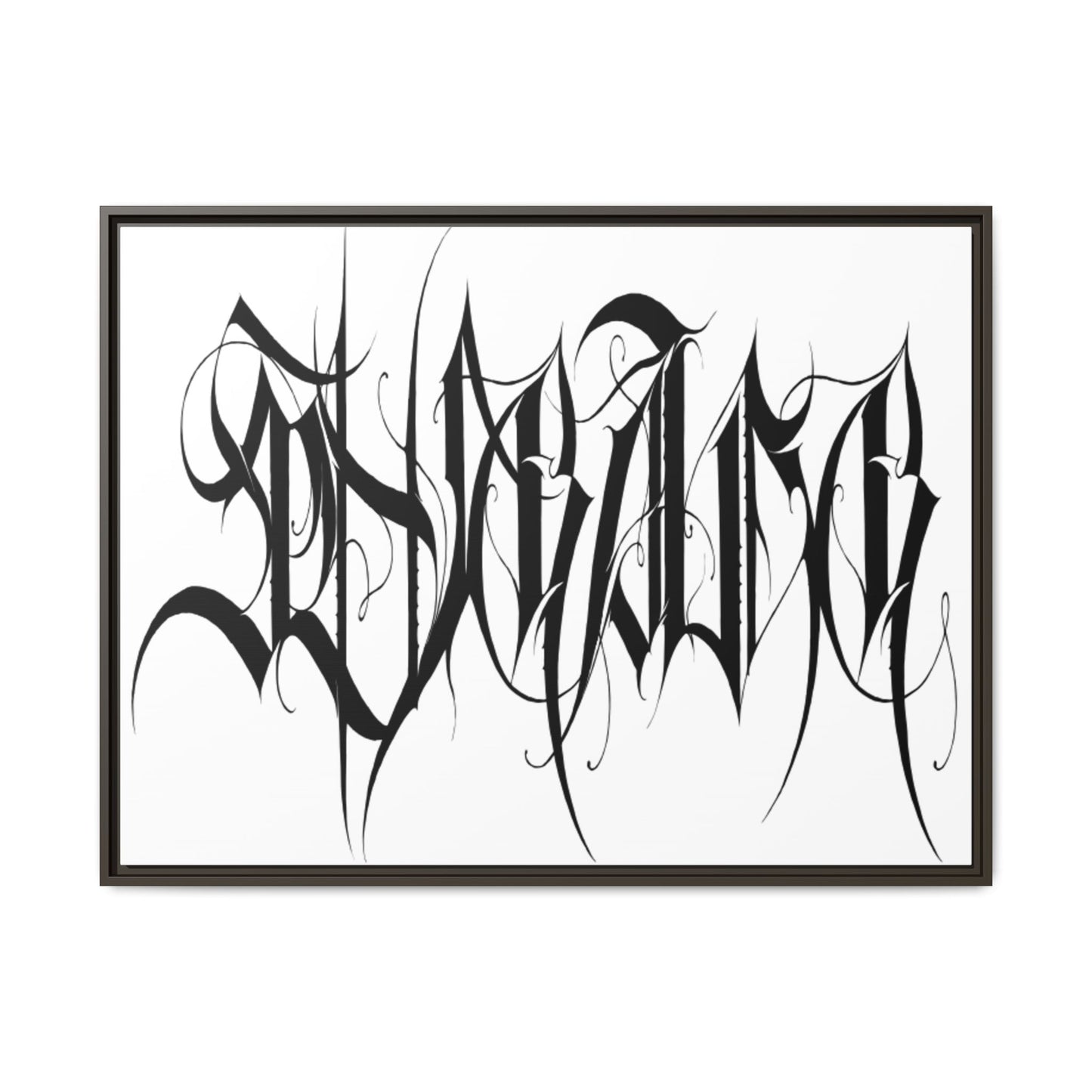 Framed Matte Canvas Art — Black Ambigram Calligraphy Print