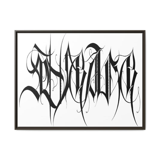 Framed Matte Canvas Art — Black Ambigram Calligraphy Print