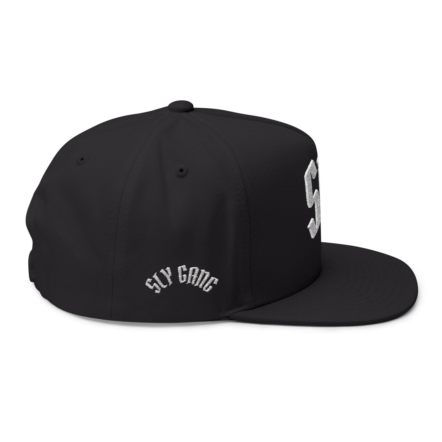 Sly Embroidered Flat Bill Cap — Vintage Gothic Snapback Hat