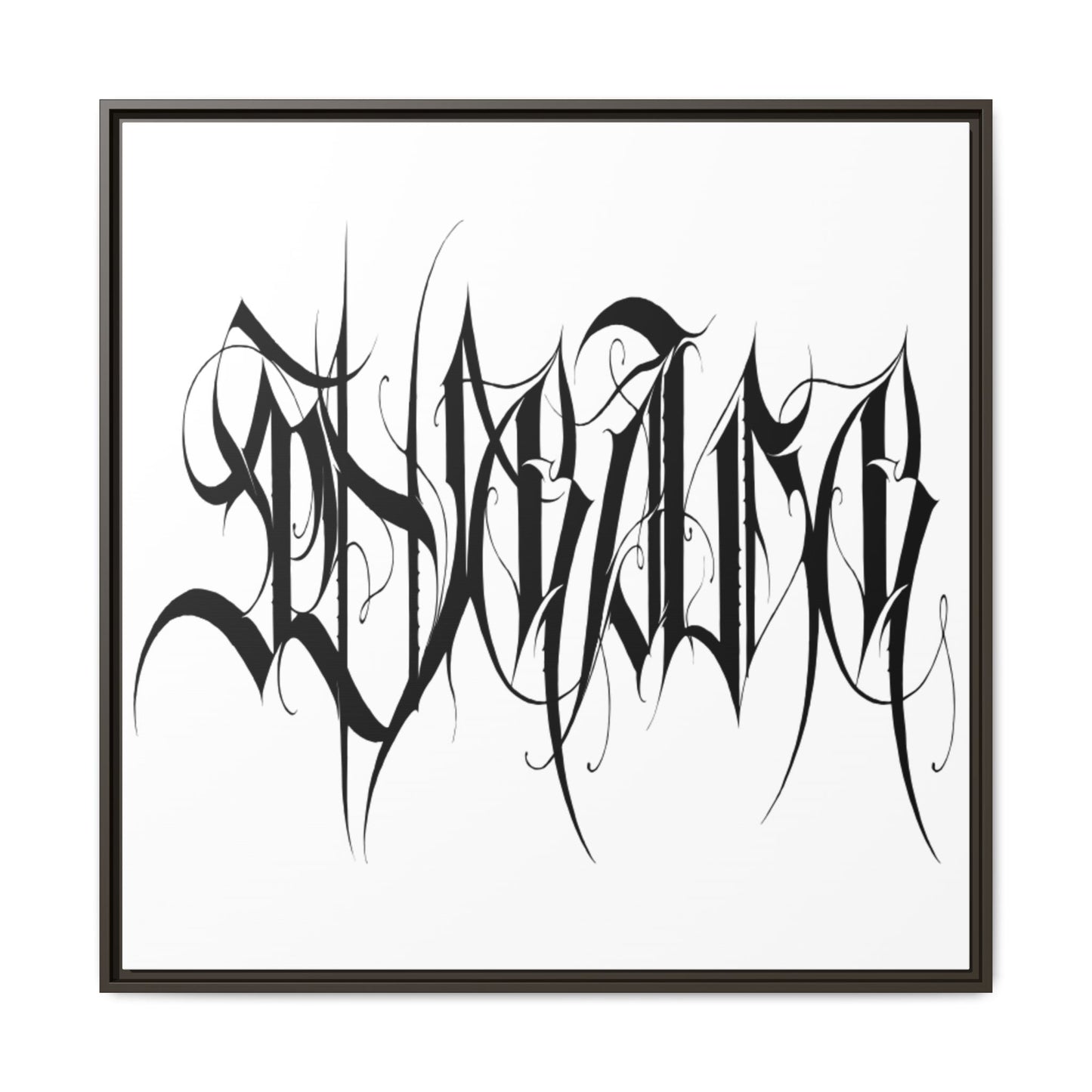 Framed Matte Canvas Art — Black Ambigram Calligraphy Print