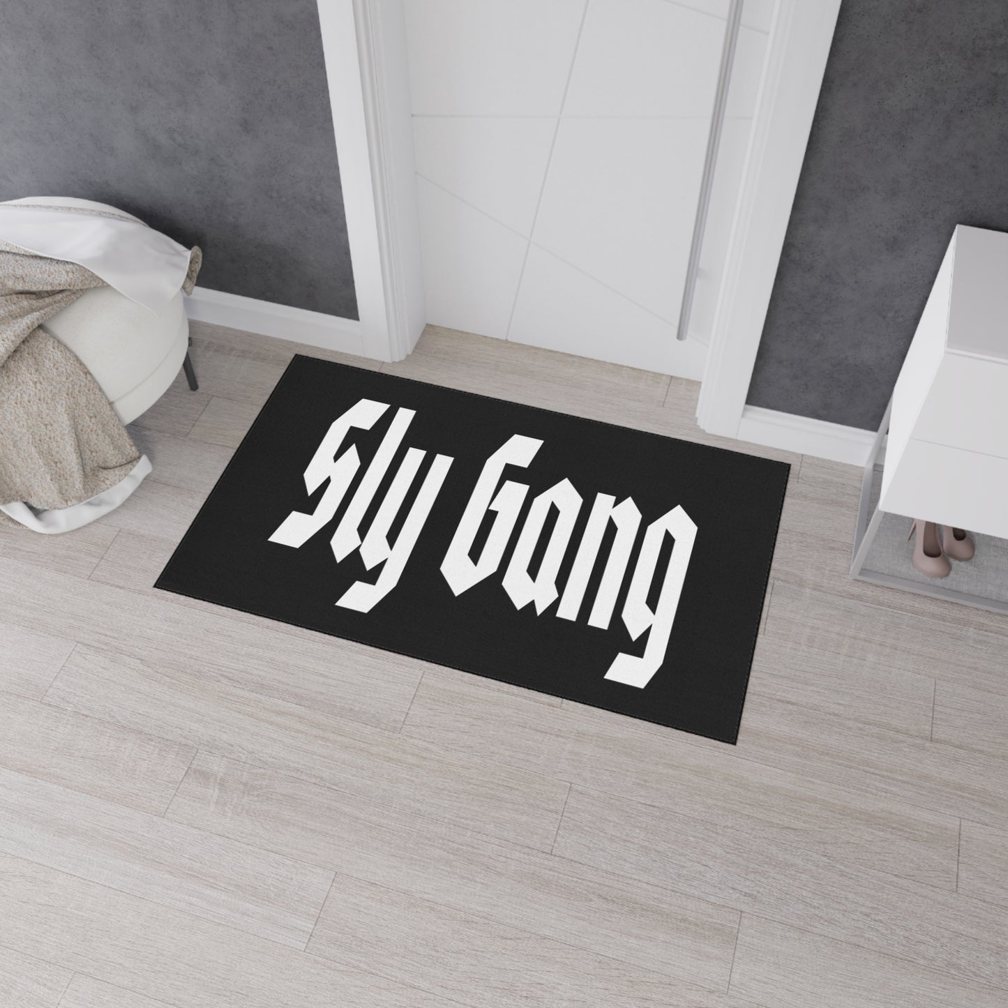 Sly Gang Heavy-Duty Floor Mat — Black Entry/Doormat with Gothic Logo