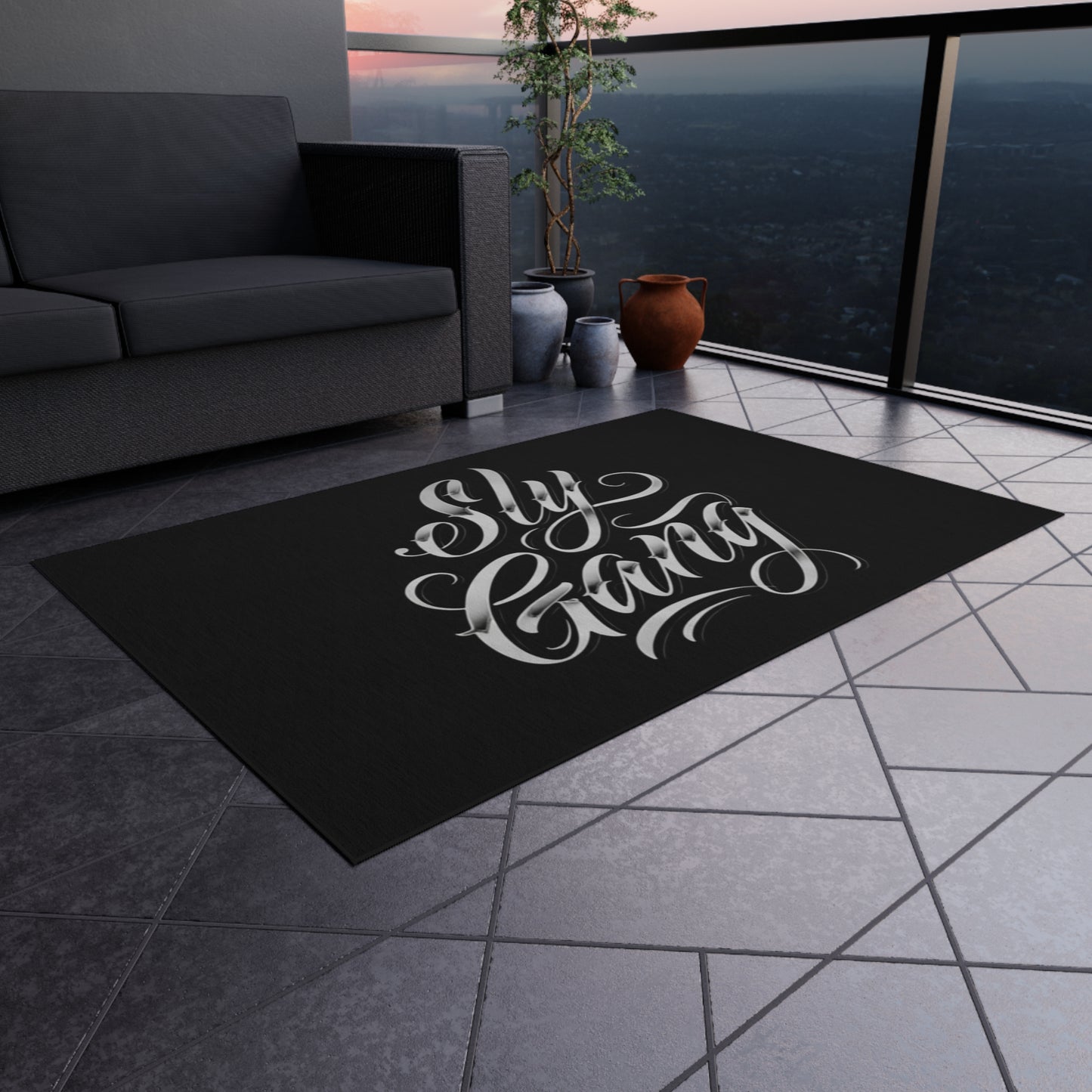 Sly Gang Outdoor Rug — Black Script Doormat
