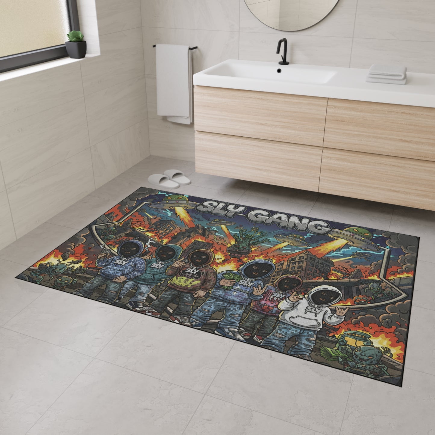 Sly-Gang Heavy Duty Floor Mat — Urban Apocalypse Graphic Doormat