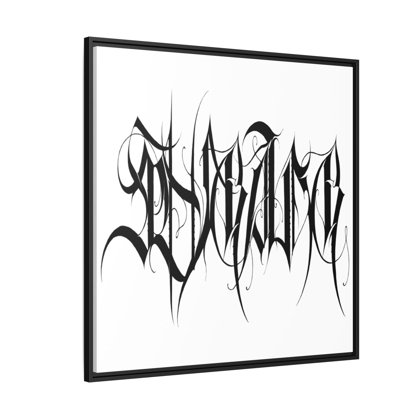 Framed Matte Canvas Art — Black Ambigram Calligraphy Print