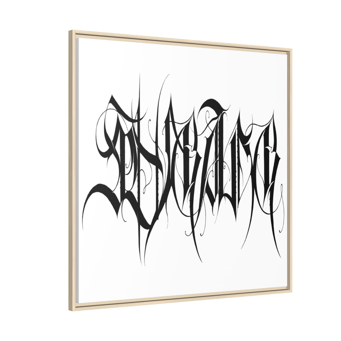 Framed Matte Canvas Art — Black Ambigram Calligraphy Print