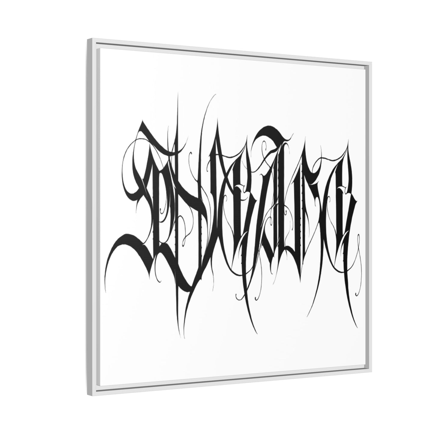 Framed Matte Canvas Art — Black Ambigram Calligraphy Print