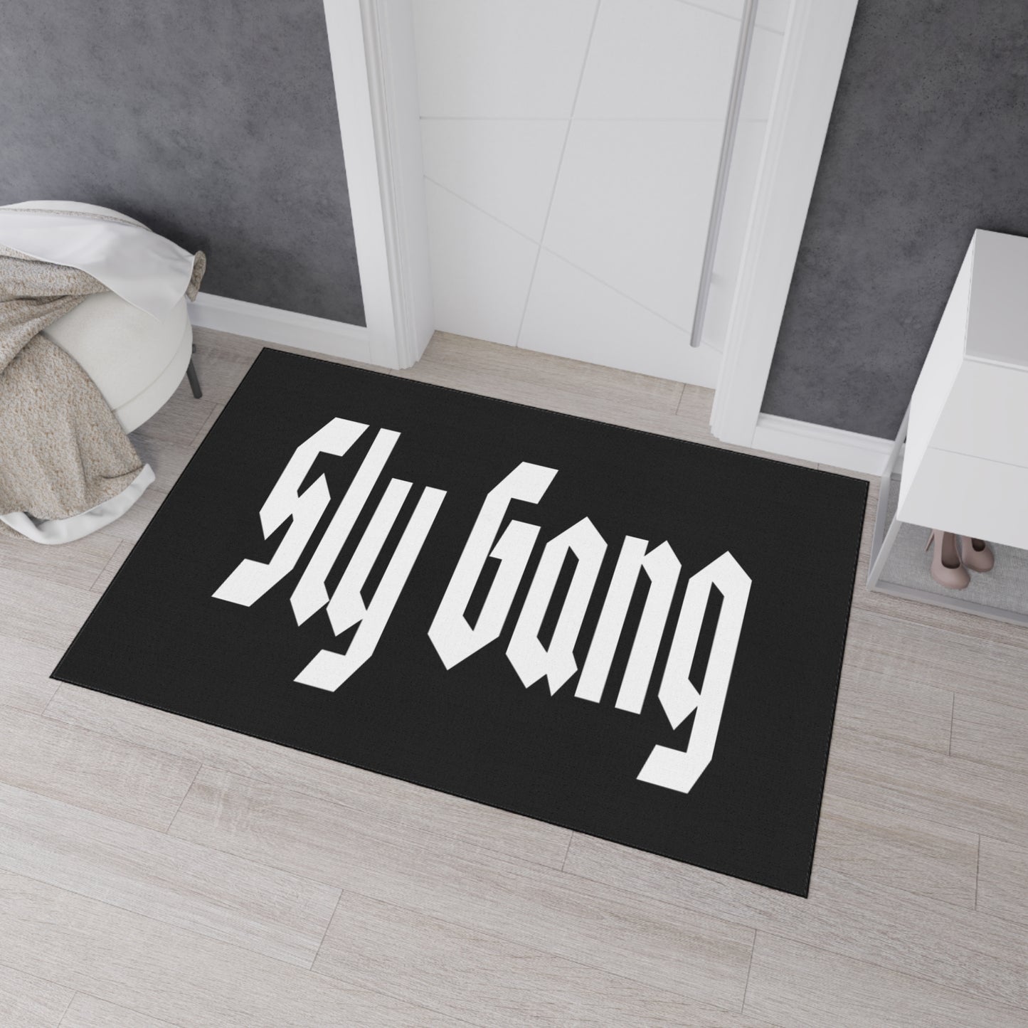 Sly Gang Heavy-Duty Floor Mat — Black Entry/Doormat with Gothic Logo