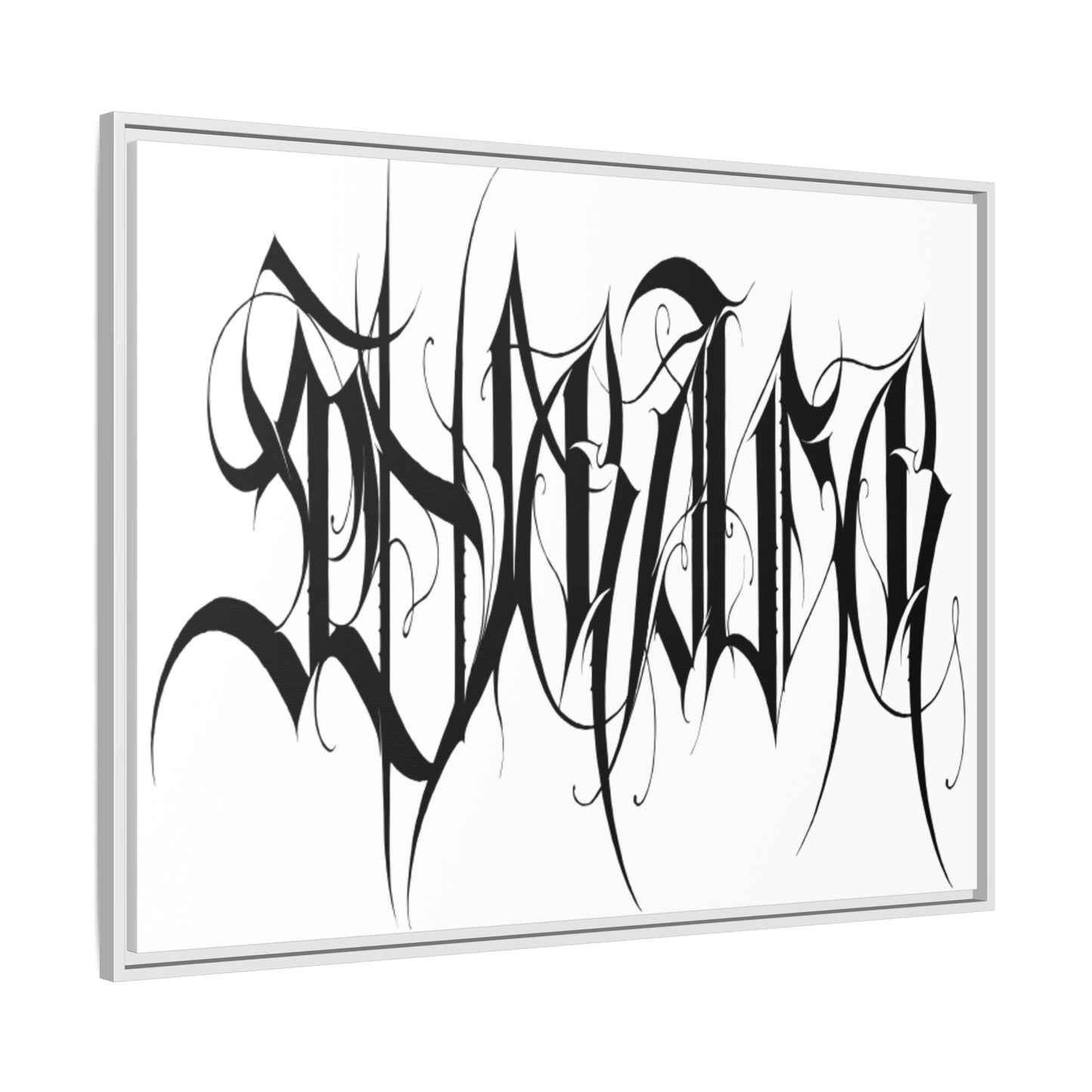 Framed Matte Canvas Art — Black Ambigram Calligraphy Print