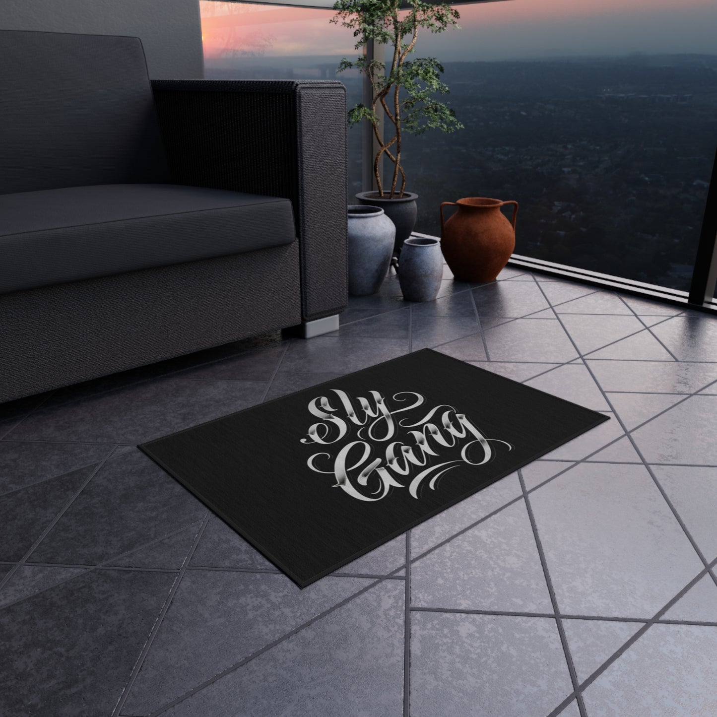 Sly Gang Outdoor Rug — Black Script Doormat