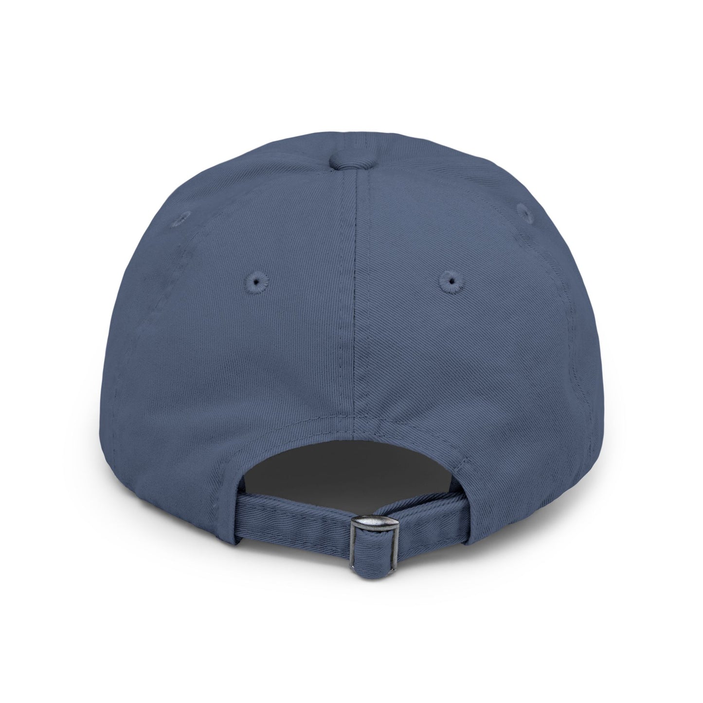Distressed Black Dad Hat with White Interlocking Monogram