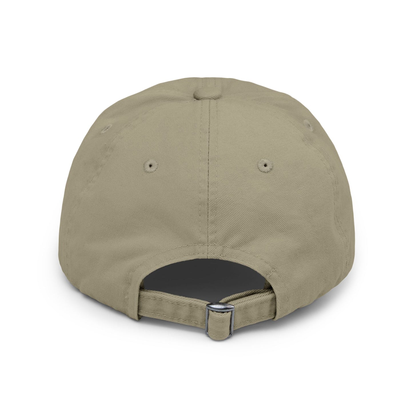 Distressed Black Dad Hat with White Interlocking Monogram