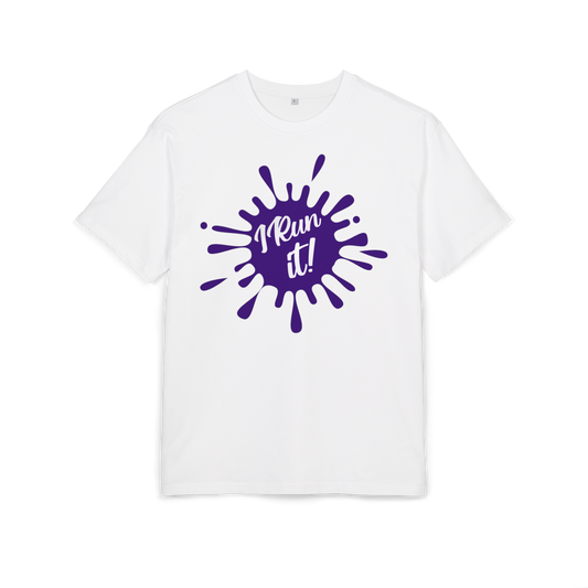 I Run It! Tee — Bold Purple Splash Graphic T-Shirt