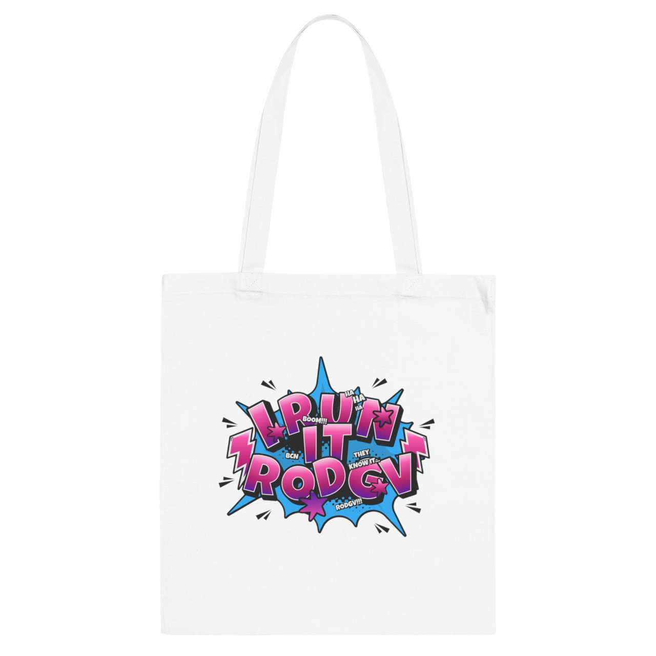 Tote Bag — "I Run It Rodgv" Comic Pop Art Tote Bag