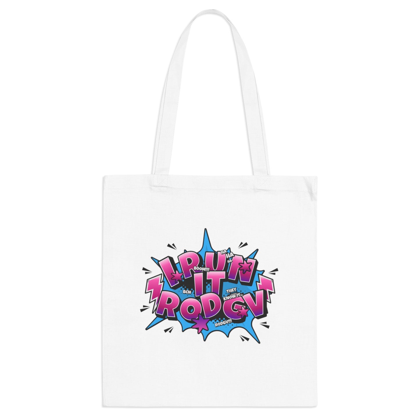 Tote Bag — "I Run It Rodgv" Comic Pop Art Tote Bag
