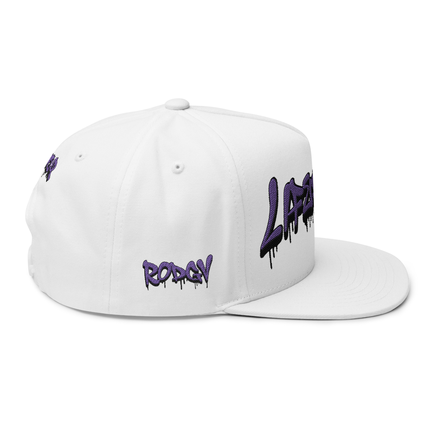 Graffiti Logo Flat Bill Cap — Embroidered Streetwear Snapback