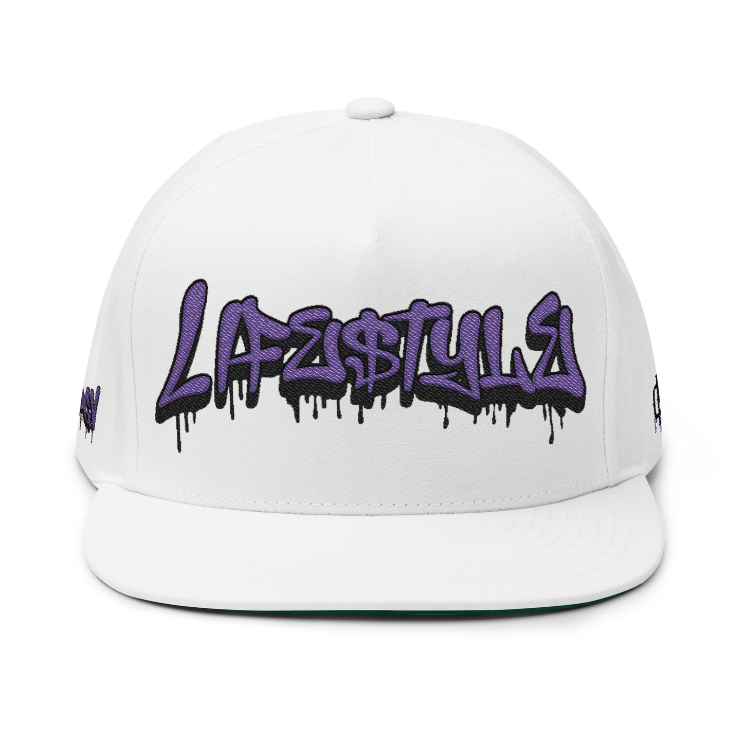 Graffiti Logo Flat Bill Cap — Embroidered Streetwear Snapback