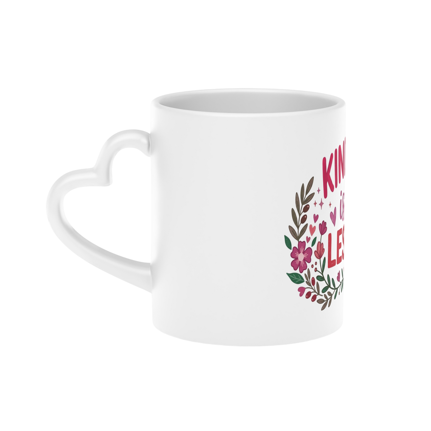 Kindness Is the Lesson Heart Mug — Floral Teacher Appreciation Coffee Cup