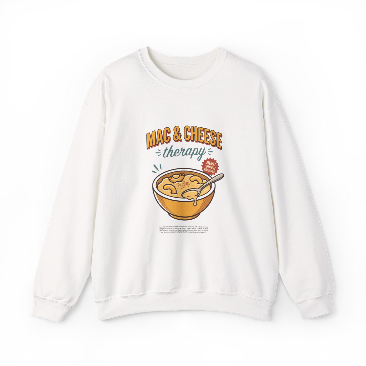 Mac & Cheese Therapy Sweatshirt | Vintage Food Graphics, Retro Diner Style
