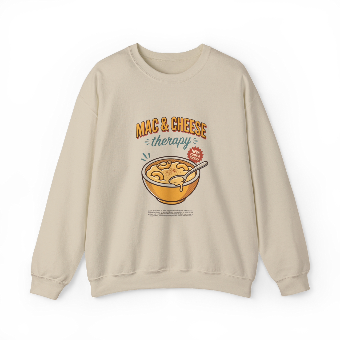 Mac & Cheese Therapy Sweatshirt | Vintage Food Graphics, Retro Diner Style