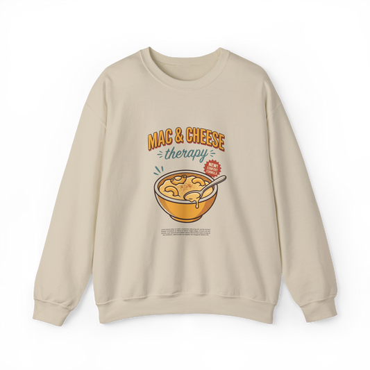 Mac & Cheese Therapy Sweatshirt | Vintage Food Graphics, Retro Diner Style