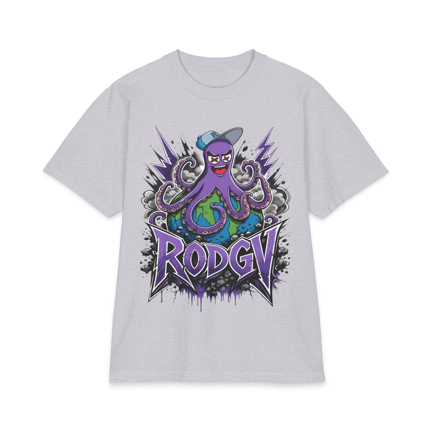 Octopus Mascot Graphic Tee — 'RODGV' Gamer Streetwear T-Shirt