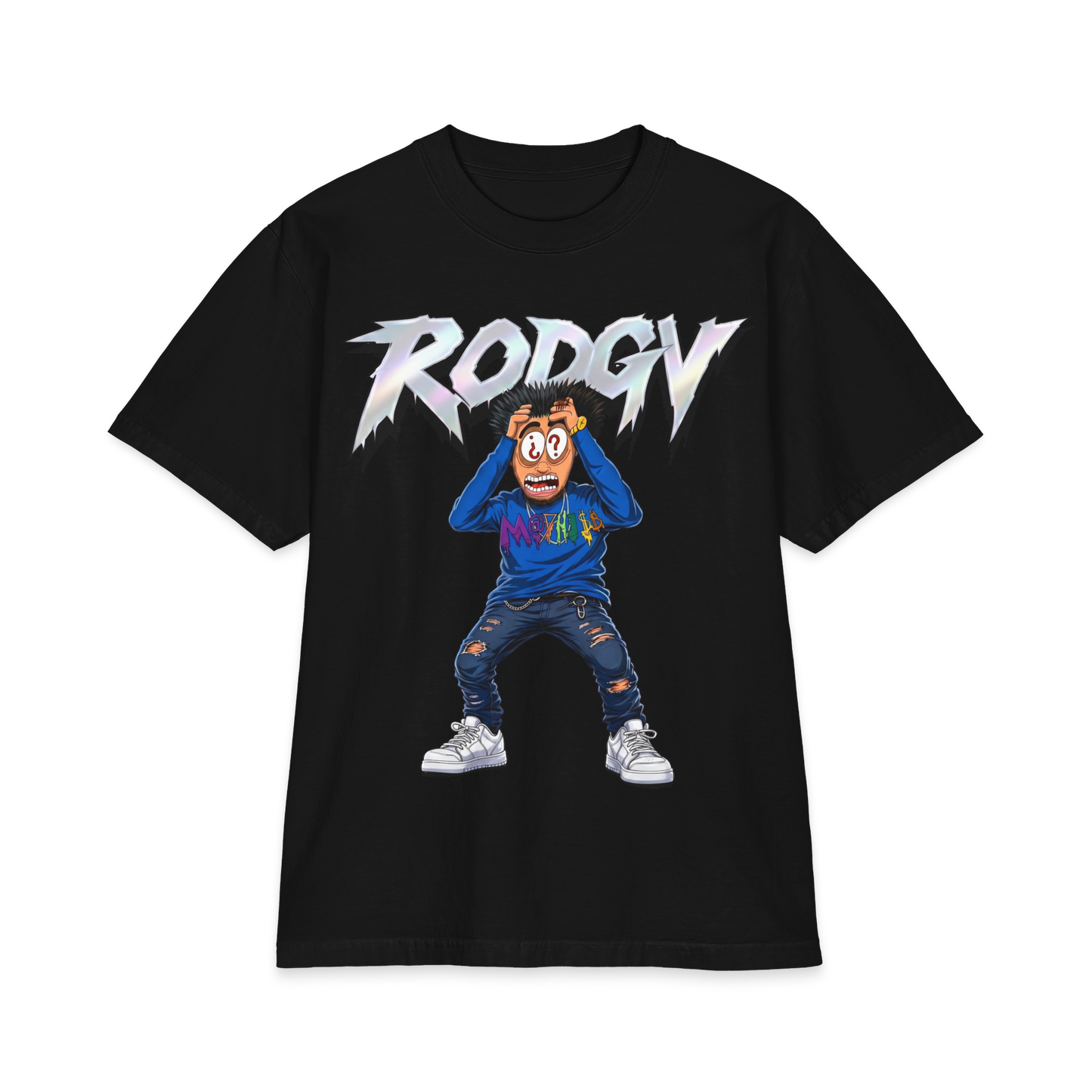 RODGV Madness Cartoon Graphic T‑Shirt — Streetwear Tee with Bold Logo