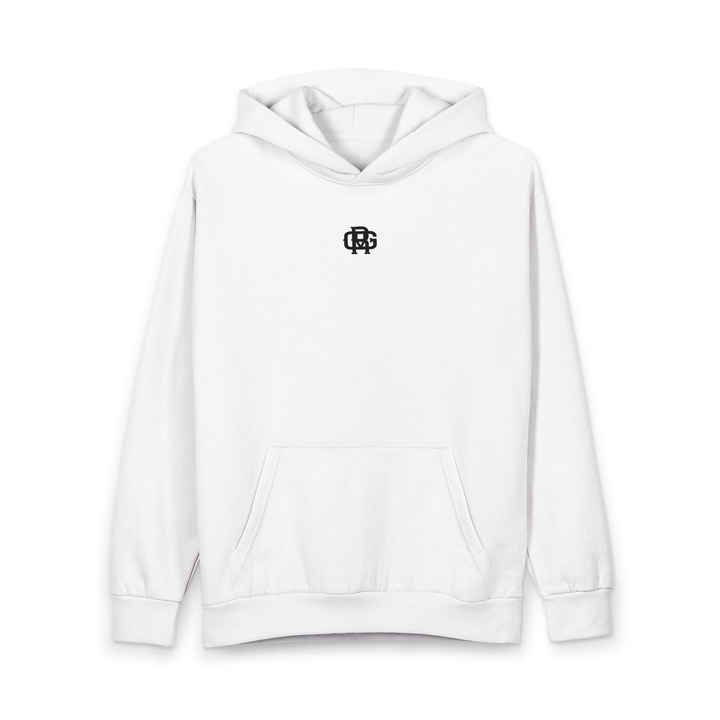 RODGV Song I RUN IT QR Code Hoodie — Minimalist White Pullover with Scannable Back Design