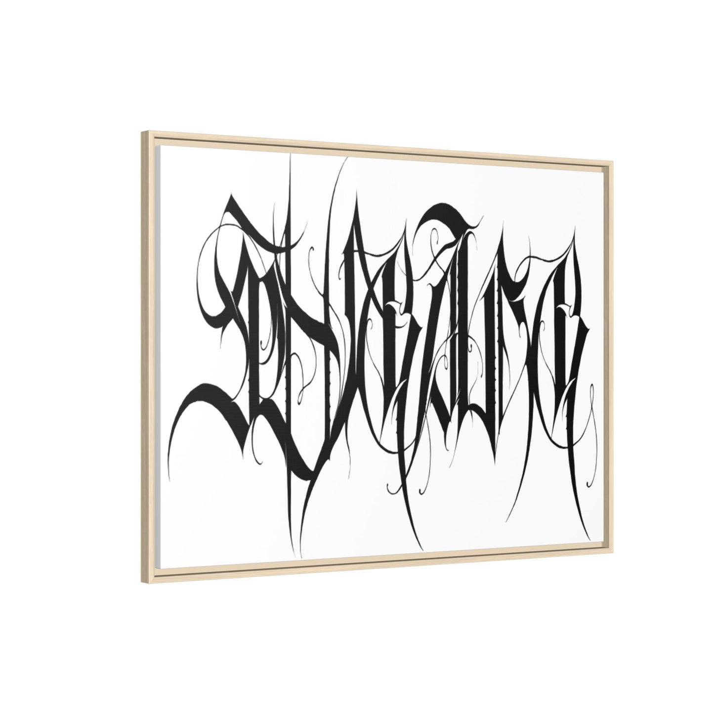 Framed Matte Canvas Art — Black Ambigram Calligraphy Print