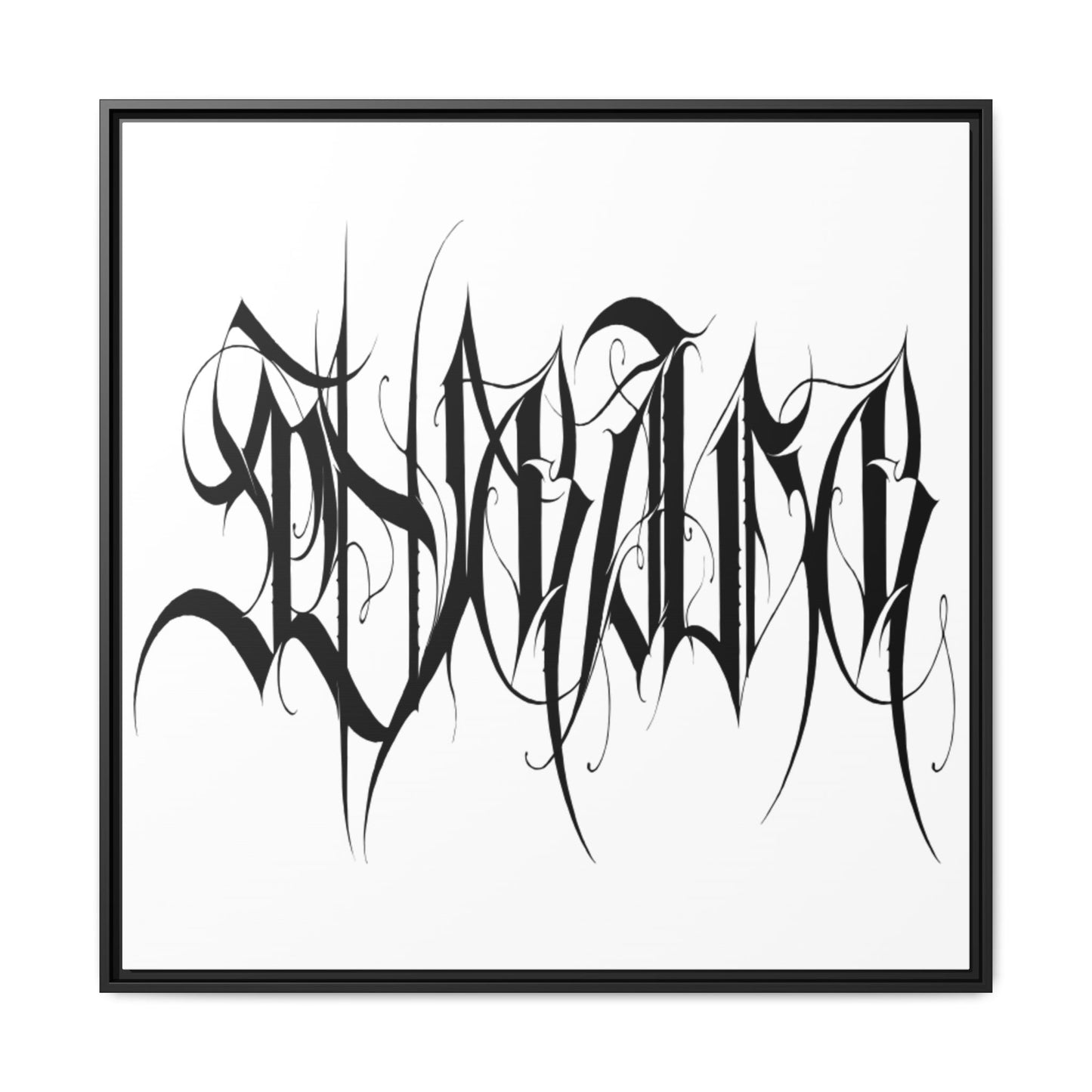 Framed Matte Canvas Art — Black Ambigram Calligraphy Print