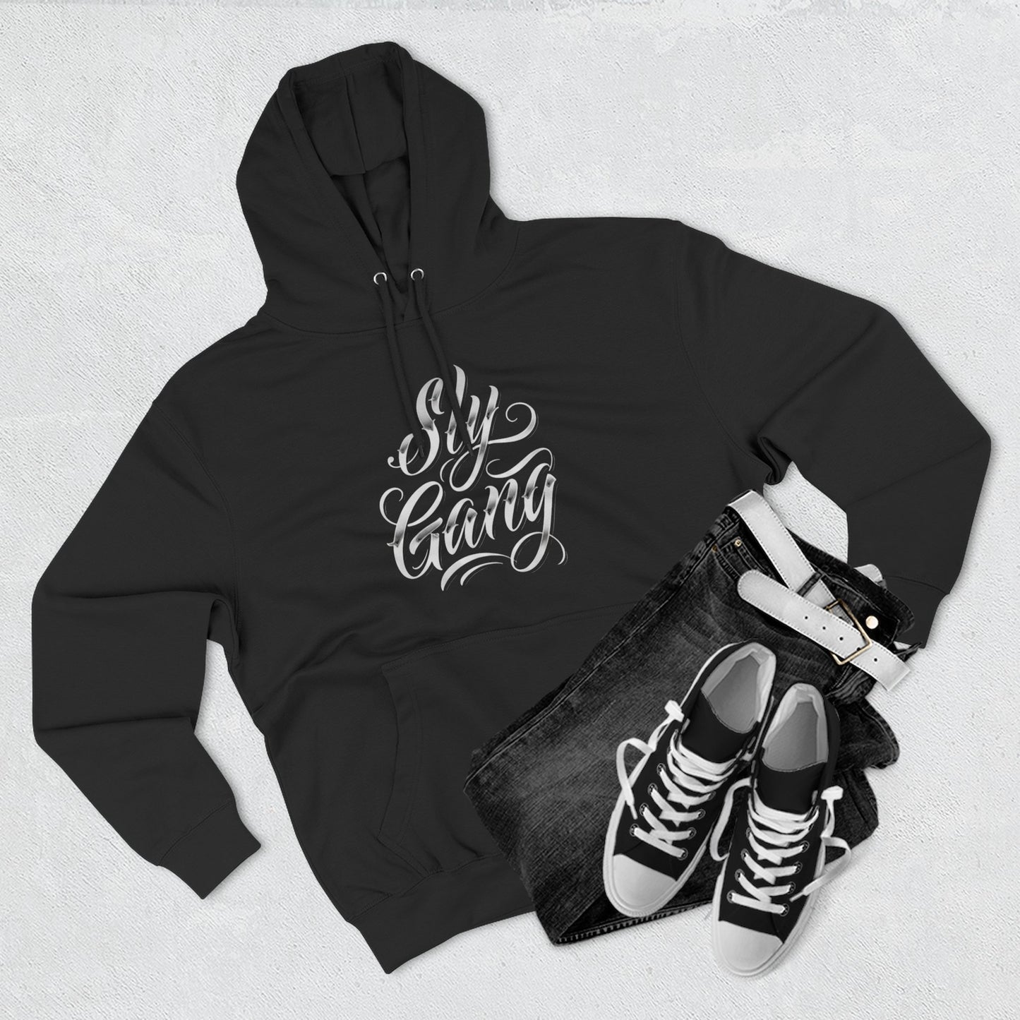 Hoodie — 'Sly Gang' Script Embroidered Fleece Hoodie