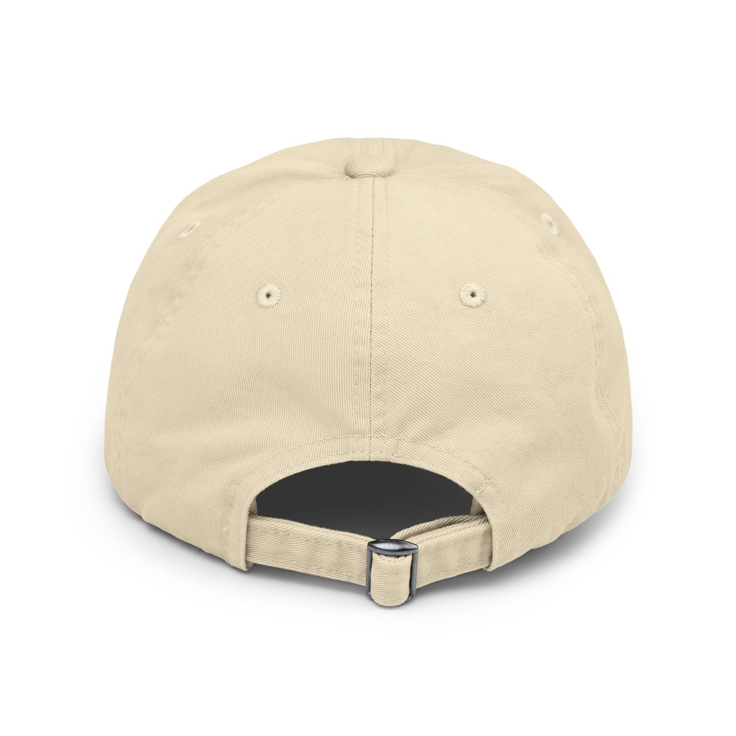 Distressed Black Dad Hat with White Interlocking Monogram