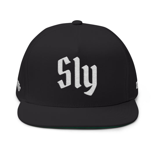 Sly Embroidered Flat Bill Cap — Vintage Gothic Snapback Hat