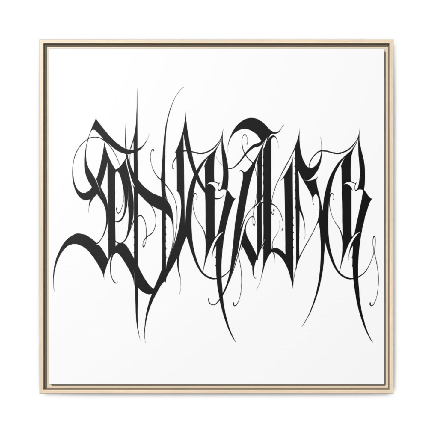 Framed Matte Canvas Art — Black Ambigram Calligraphy Print