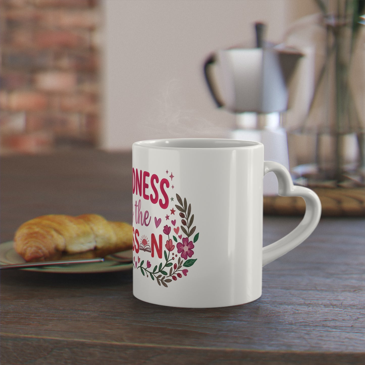 Kindness Is the Lesson Heart Mug — Floral Teacher Appreciation Coffee Cup