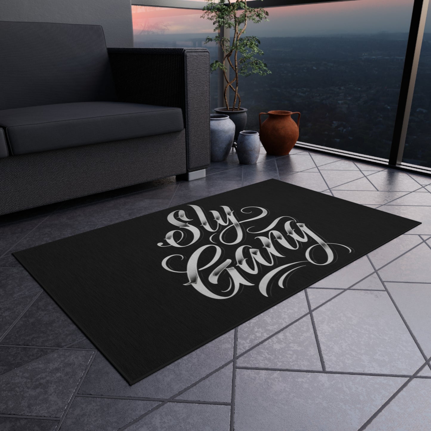 Sly Gang Outdoor Rug — Black Script Doormat