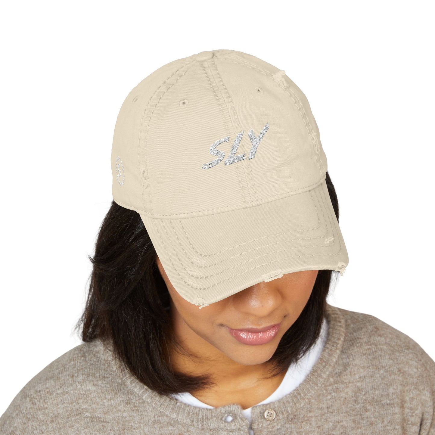 Sly Embroidered Distressed Dad Hat — Barcelona Vintage Baseball Cap