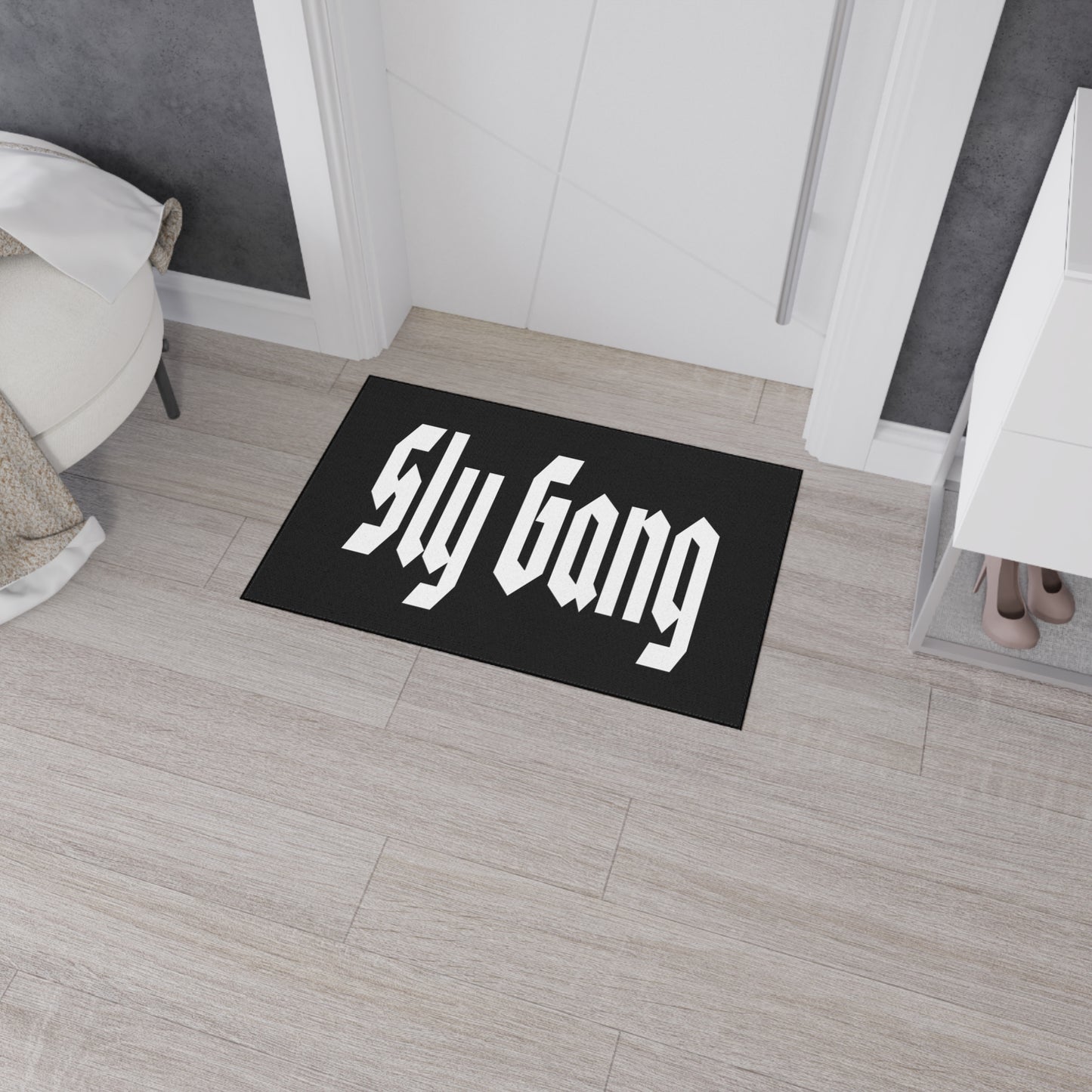 Sly Gang Heavy-Duty Floor Mat — Black Entry/Doormat with Gothic Logo