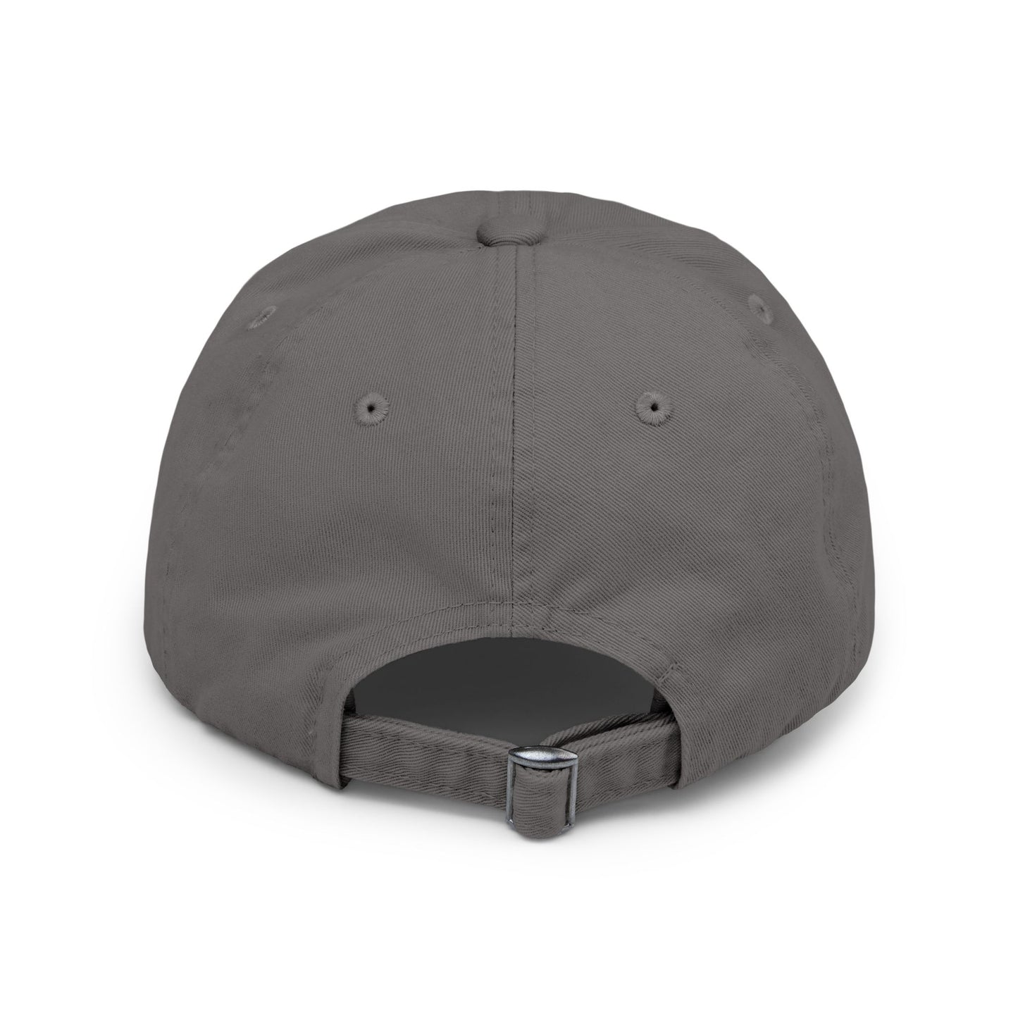 Distressed Black Dad Hat with White Interlocking Monogram