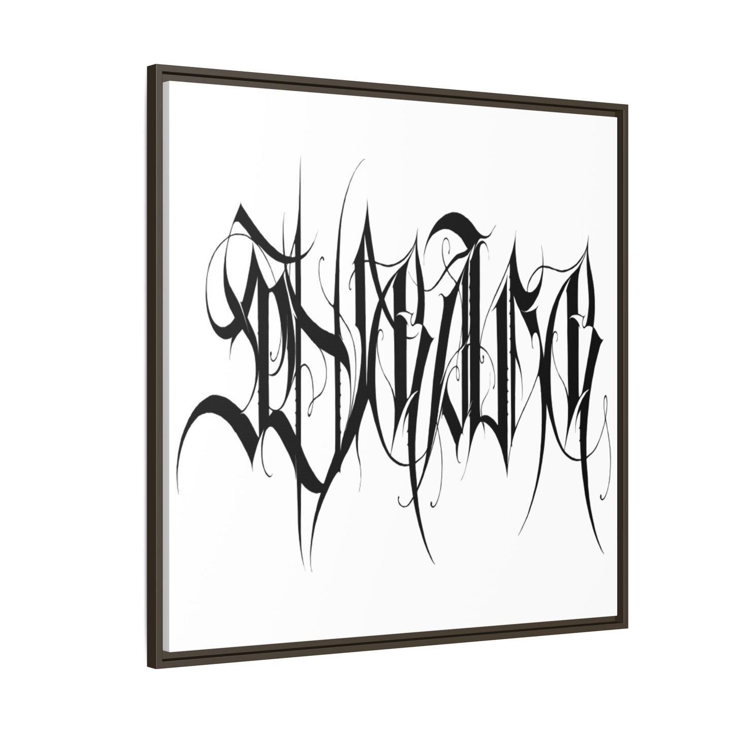 Framed Matte Canvas Art — Black Ambigram Calligraphy Print