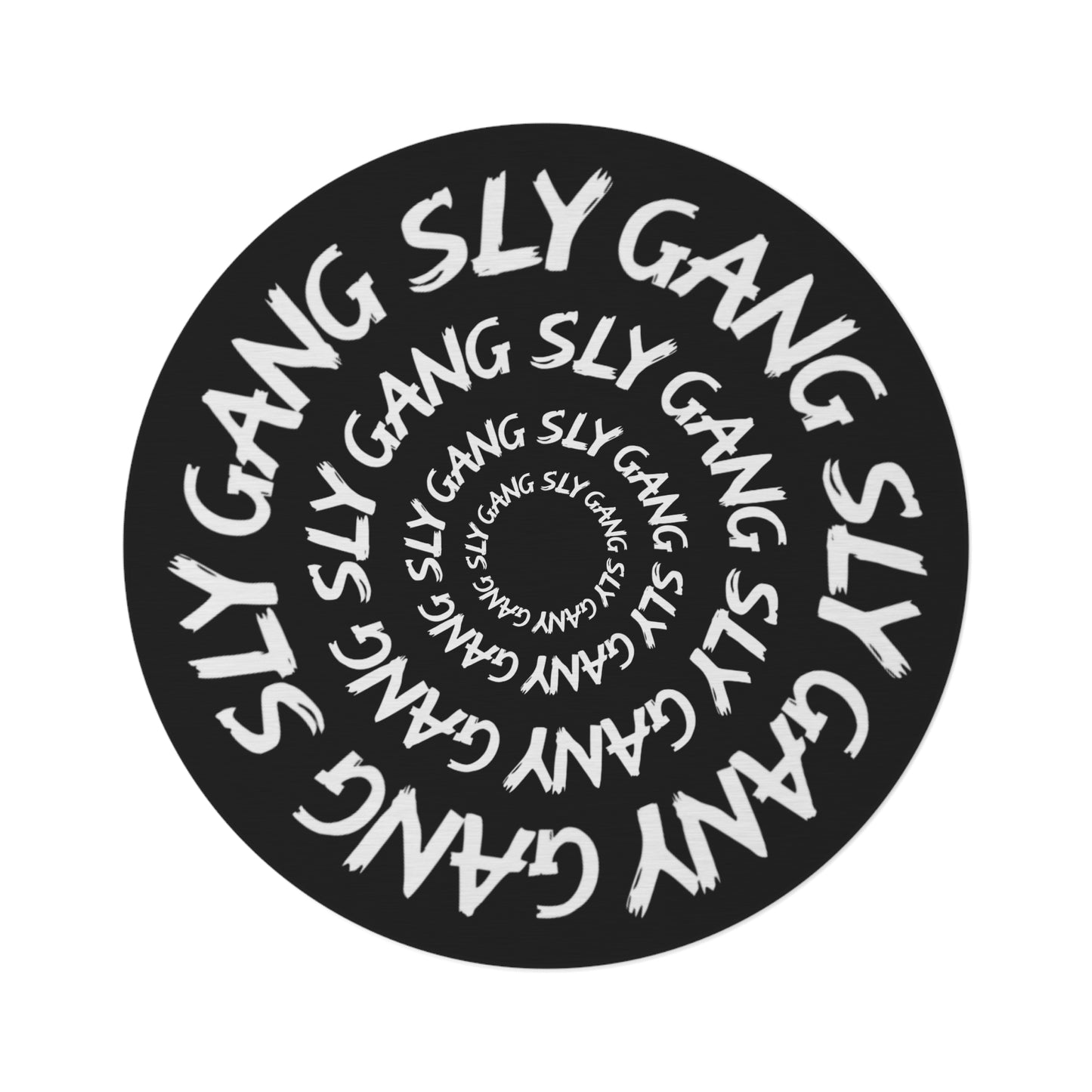 Round Rug — Black "SLY GANG" Spiral Accent Rug