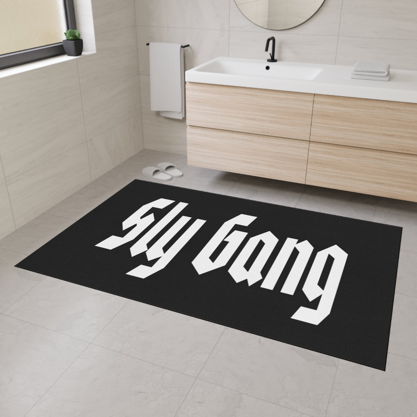 Sly Gang Heavy-Duty Floor Mat — Black Entry/Doormat with Gothic Logo